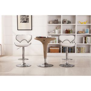 DB Masaccio Set of 2 White <b>Swivel</b> <b>Barstools</b> Upholstery Airlift Adjustable with Chrome Base - Product Image 5