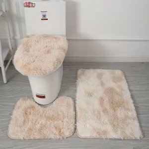 Soft Bathroom Carpet 3 Piece Bathroom Rugs And Mats Sets Non-Slip Mat Set Bath 3 Piece Set