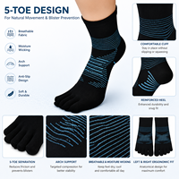 Chaussettes antidérapantes à cinq orteils CyclingTrail Running Marathon Déodorant antibactérien respirant qui évacue l'humidité Élastique Résistant à l'usure