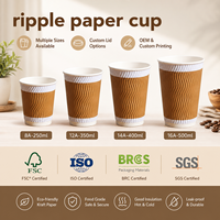 Vasos de Papel Desechables Biodegradables, Compostables y Ecológicos con Revestimiento de PE de Grado Alimenticio, a Prueba de Fugas, con Pared Ondulada, para Cafeterías y Bares de Espresso