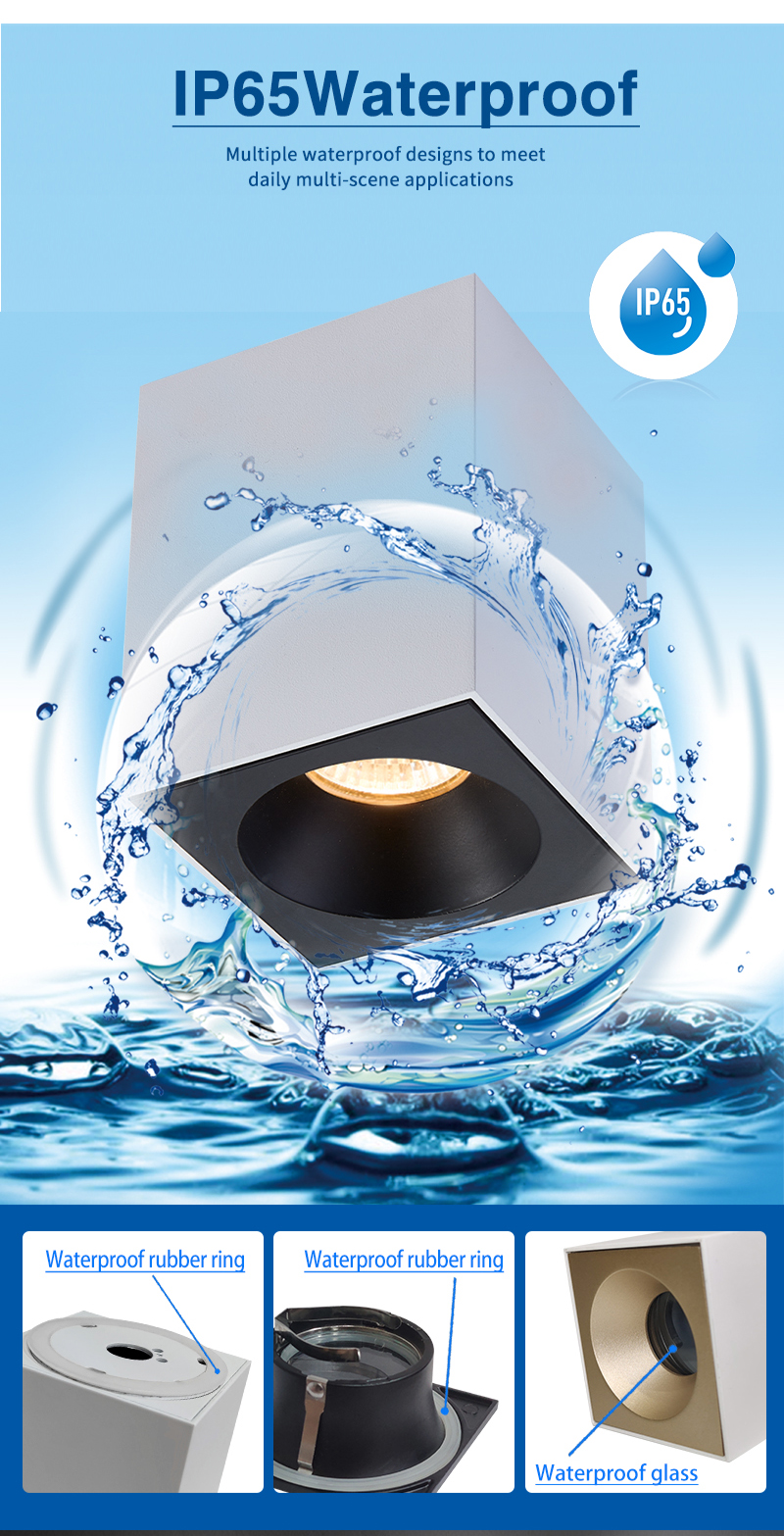 Gu10 Hotel Project Waterproof Ip65 Square Surface Mounted Led Downlights
