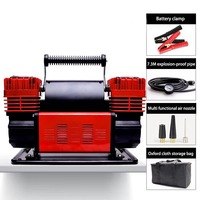 Dual-Cylinder Metal 12V Air Compressor High-Pressure Rapid Inflator with Pointer Pressure Gauge for Universal Car Tire Inflation