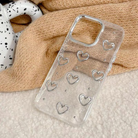 Coque de téléphone transparente antichoc en TPU avec motif cœur et fleurs, étui souple en époxy scintillant simple pour femmes, compatible iPhone 17 Pro Max, 16, 15