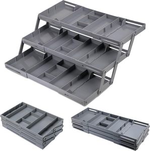 Organizador de Cajones Plegable Inteligente de 1 Fila y 3 Niveles, Organizador de Cajones Expandible para Maquillaje, Joyería, Escritorio y Oficina - Product Image 1