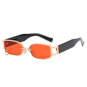 Lunettes de soleil rétro à monture métallique, lunettes de soleil de luxe tendance avec chaîne pour femmes et hommes - Product Image 6