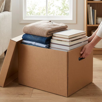 Boîte d'archives pliable en carton ondulé simple paroi pour la maison, avec couvercle, robuste, pour le rangement et l'emballage en gros