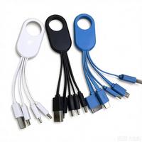 Gantungan Kunci Cincin Besar Warna Kustom 3 in 1 Kabel Pengisi Daya USB, Kabel Pengisi Daya Multi Antarmuka Pendek Portabel