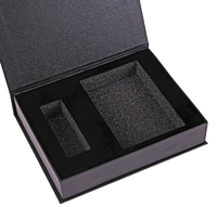 Boîte personnalisée velours noir mousse personnalisée emballage magnétique cadeau papier d'emballage boîte magnétique insertion avec mousse
