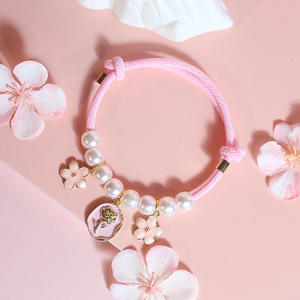 Venta al por mayor Fresh Sakura Rose Pet <span class=keywords><strong>Collar</strong></span> <span class=keywords><strong>Pink</strong></span> Cat <span class=keywords><strong>Collar</strong></span> con Gold Lock Pearl Chain Accesorio Patrón sólido para gatitos Perros - Product Image 2