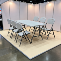 Table pliante en plastique HDPE de 6 pieds avec poignée de transport portable pour séminaire ou atelier