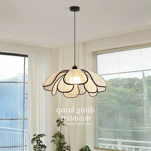 Lustre rétro en pétales haut de gamme français, style japonais vintage Wabi-Sabi, salon, chambre à coucher, lampe de table à manger - Product Image 2