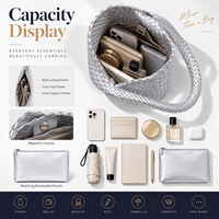 Sac fourre-tout 2-en-1 en cuir PU tressé pour femmes, sacs à bandoulière grande capacité, sacs à main pour femmes, sac à main personnalisé avec logo, vente en gros