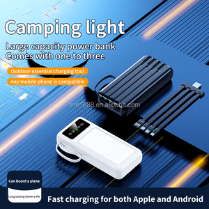 Banco de energía móvil de 20000mAh directo de fábrica con cable incorporado desmontable y interfaz de entrada Micro USB de luz de camping de 10W - Product Image 3