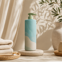 Bouteille en plastique HDPE ovale de 500 ml en gros, OEM, avec impression sérigraphique personnalisée, bouchon à vis et pompe, pour lotion, gel douche, produits pour les mains