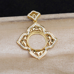 WENCHI Plateau vide pour pendentif en argent S925, forme lotus, 12,8-13 mm, design rétro Mabei, composant de bijouterie pour accessoires DIY - Product Image 3