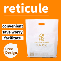 Sac en plastique LDPE robuste et réutilisable Purple Crafts avec poignée découpée pour emballage promotionnel, personnalisable par impression sérigraphique