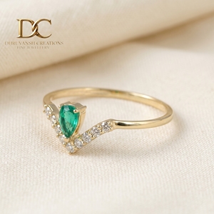 Bague pour femme en or jaune massif 14 carats avec diamant de laboratoire et émeraude colombienne de qualité supérieure, certifiée IGI, bijoux fins de créateur - Product Image 5