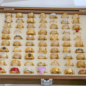 Thủ công men nhỏ giọt Nhẫn vàng-Thép không gỉ mạ đồ trang sức thời trang với màu sắc độc đáo thiết kế dòng chảy - Product Image 4