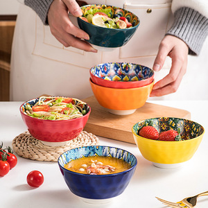 Tazón de Porcelana Bohemia Pintado a Mano con Diseño Floral, Tazón Redondo de Cerámica para Servir en el Hogar, Cocina o Fiestas - Product Image 3