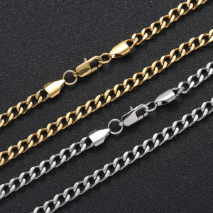 Cadena Cubana Pulida de 5 mm, Chapada al Vacío en Acero Inoxidable 18k, Cadena Cubana Pulida Estilo Hip-Hop, Moda Tanjing - Product Image 1