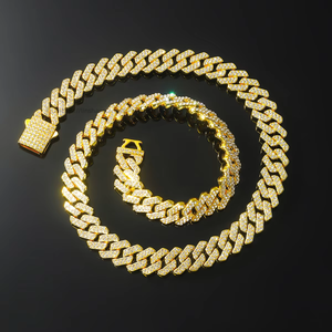 Rhombus <b>Cuban</b> Necklace Full Rhombus <b>Chain</b> Street Auction Necklace Tanjing Fashion Lijing Necklace - Product Image 3