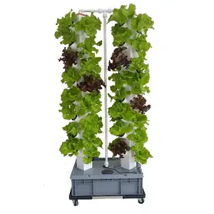 Kapalı hidroponik kule bahçe hidroponik büyüyen dikey airponic kulesi işıkları ile aquaponic kulesi