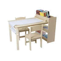 Table à dessin en forme de dessin animé chaises de table en bois pour enfants table de jeu avec bibliothèque pour enfants