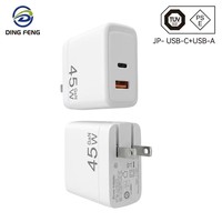 Chargeur Dingfeng PD45W en nitrure de gallium avec ports USB-C/USB-A, certifié PSE Japon, charge rapide, matériau ignifuge