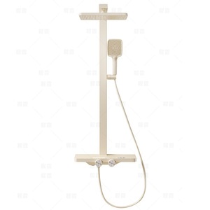 Ensemble de douche numérique rectangulaire en cuivre plaqué, à positionnement encastré avec compartiment de rangement - Product Image 2