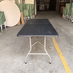 Table pliante rectangulaire en plastique HDPE noir de 8 pieds, durable et économique, pour les événements extérieurs - Product Image 4