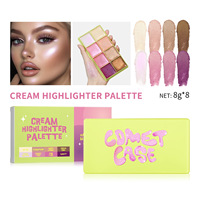 Palette de maquillage minérale tout-en-un 8 couleurs haute pigmentation longue tenue pour le visage : blush, illuminateur et sourcils, avec finition scintillante et mate