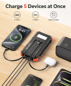แบตเตอรี่สำรองพลังงานแสงอาทิตย์แบบพกพา 20000mAh พร้อมไฟฉาย LED ช่องเสียบ Type C แรงดัน 5V ชาร์จไฟได้ทุกชนิด กันน้ำ สำหรับตั้งแคมป์กลางแจ้ง รองรับ OEM LOGO - Product Image 2