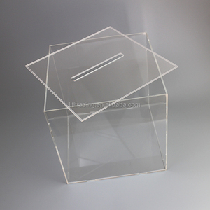 Paquet de boîte à cartes Boîte de rangement pour cartes à collectionner en plexiglas acrylique transparent avec couvercle Boîte à papier carrée pour fentes pour cartes personnalisées - Product Image 2