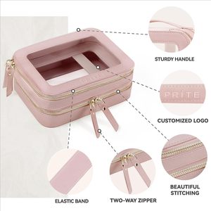 กระเป๋าใส่เครื่องสำอางแบบซิปใส PVC ขายส่ง กระเป๋าเครื่องสำอางสำหรับเดินทางทำจากหนัง PU - Product Image 3