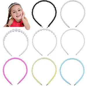 2023 New Children's Pearl Hair Hoops Kids Handmade Hair Bands Girls Jewelry Headbands for Wedding Party Fashion Hair Accessories