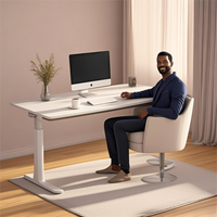 Bureau d'ordinateur blanc ergonomique réglable en hauteur pour le travail assis debout avec fonctions de rangement