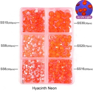 High Quality Neon Colors Flat Back Glass Rhinestones Non Hotfix Rhinestones Nail Crystal in Stock - Product Image 2