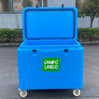 Conteneur à glace sèche de 330 L sur roulettes, chariot en PE de qualité alimentaire -60°C ° Résistant aux chutes de température avec bouchon de vidange pour la chaîne du froid