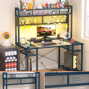 Cross-border e-sports desks and chairs, office desks, height-adjustable desks, home use, small gaming desks with LED lights, - Product Image 1