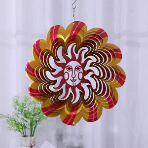 Décoration de jardin, éolienne 3D en acier inoxydable de 30 cm avec placage antique, couleur et motif floral personnalisables - Product Image 3