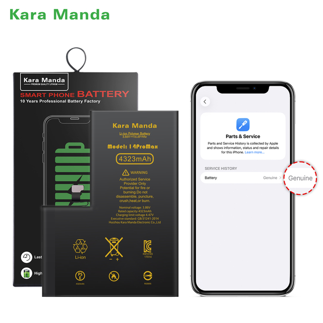 Kara Manda OEM IOS26 Diagnostic Battery 0 Cycle Phone Battery for Genuine iPhone Battery for iPhone 14 Pro Max Genuine Battery