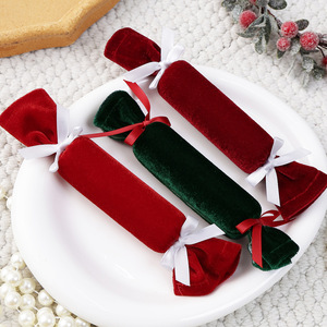 LINGKAI 8pcs <b>Christmas</b> Fabric Candy Velvet Stripe Candy Shape Ornament Xmas Holiday Tree Decor <b>Gift</b> <b>Box</b> - Product Image 3