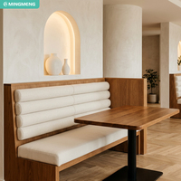 Banquette de café minimaliste personnalisée avec assise capitonnée et table de restaurant en bois massif pour bistro et café