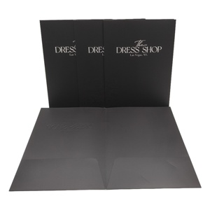 Tùy chỉnh thư mục màu đen với dập nổi quảng cáo khuyến mại 2 túi Giấy các tông thư mục tập tin in ấn A4 thư mục trình bày - Product Image 3