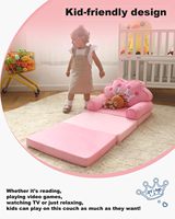 Silla Plegable Premium China Compress, Silla Rosa de Princesa, Espuma Montessori, Sofá Infantil 2 en 1, Cama para Niños