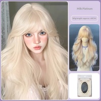 Perruque longue pour femme, style Lolita, blond platine, grandes boucles ondulées, origine Henan, non teintable, couleur claire, modèle JK complet