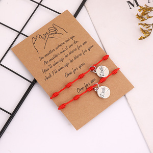 Pulseras de <span class=keywords><strong>Hilo</strong></span> <span class=keywords><strong>Rojo</strong></span> con <span class=keywords><strong>7</strong></span> <span class=keywords><strong>Nudos</strong></span> de la Suerte, Promesa de Amistad, Ajustables, para Parejas - Product Image 3