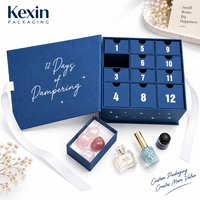 Boîtes de calendrier de l'avent en carton personnalisées de luxe Kexin faites à la main avec 12 tiroirs, numéros et logo en feuille d'argent