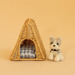 1:12 Gato de varilla de torsión hecho a mano en miniatura, guarida de gato tejida hecha a mano pura, guarida de juguete sintético en miniatura, pieza de decoración para mascotas, Dec - Product Image 6