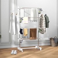 Séchoir à linge pliable en acier inoxydable à 4 niveaux Cedar Space avec organisateur de vêtements, portable et durable, design moderne